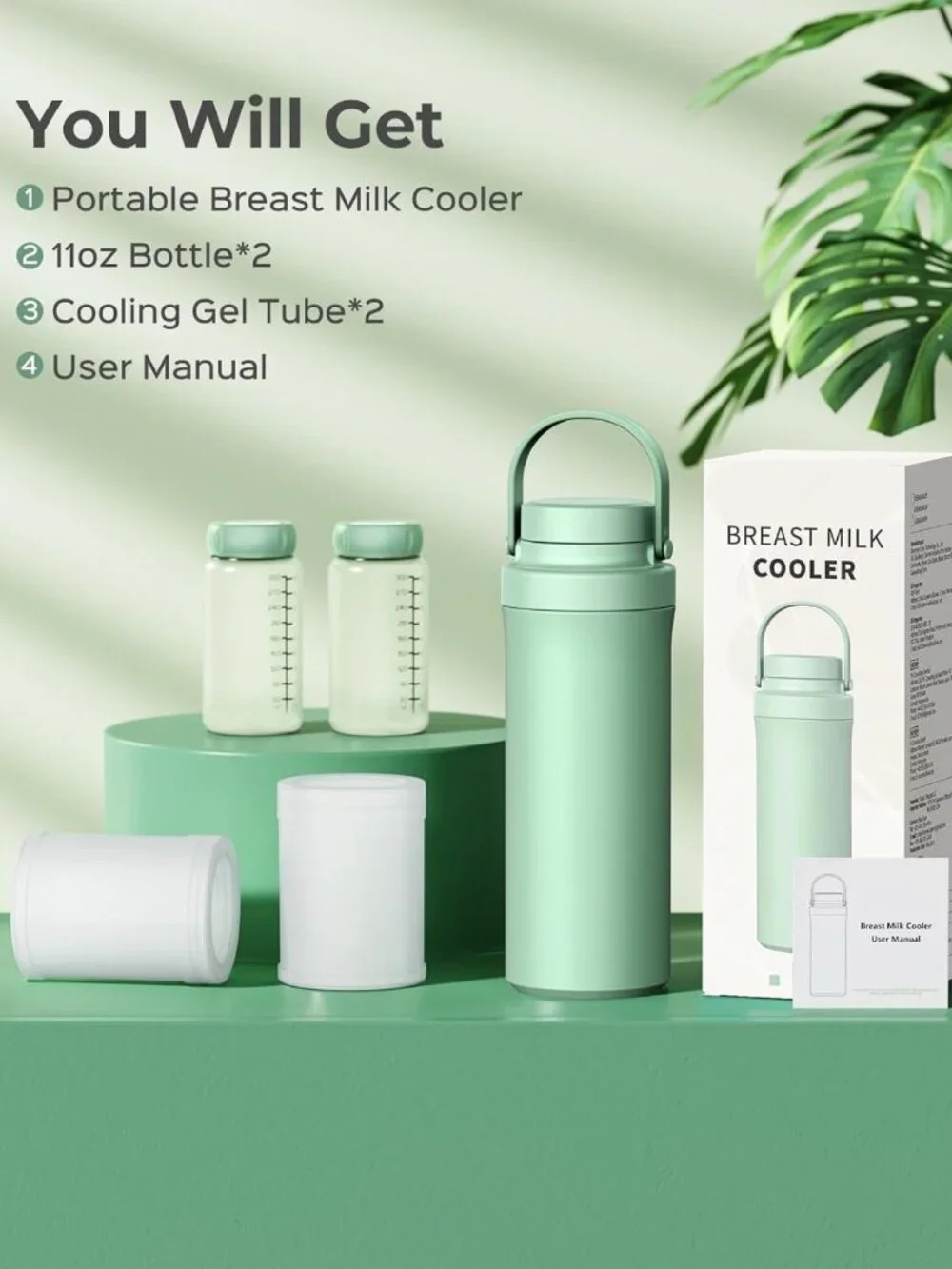 22oz Portable Breast Milk Cooler Bottle with 360° Cooling & Baby Bottles
